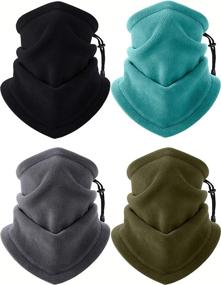 img 4 attached to 🧤 Thickened Fleece Skiing Balaclava Face Mask with Adjustable Drawstrings - 4-Pack Neck Warmer Gaiter for Men and Women