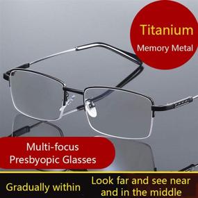 img 3 attached to 👓 LJIMI Progressive Multifocus Presbyopic Reading Glasses Blue Light Blocking Half Frame Titanium Alloy No Line Multifocal UV Protection Computer Eyeglasses for Men and Women - Anti Glare Eyewear