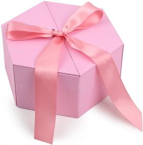 img 4 attached to 🎁 JOHOUSE 8-дюймовая большая розовая подарочная коробка для свадьбы, Рождества и дня Святого Валентина - Полная с лентой и Лафитом, идеальна в качестве подарка!