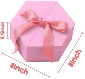 img 3 attached to 🎁 JOHOUSE 8-дюймовая большая розовая подарочная коробка для свадьбы, Рождества и дня Святого Валентина - Полная с лентой и Лафитом, идеальна в качестве подарка!