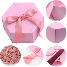img 2 attached to 🎁 JOHOUSE 8-дюймовая большая розовая подарочная коробка для свадьбы, Рождества и дня Святого Валентина - Полная с лентой и Лафитом, идеальна в качестве подарка!