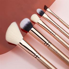 img 2 attached to 💄 Professional 25pcs Jessup Gold Makeup Brushes Set - Soft Synthetic Powder Foundation Highlighter Contour Eyeshadow Blending Liner Concealer Brushes Kit T420