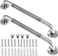 🚿 zuext 2 pack 16 inch anti slip shower grab bar handle - chrome stainless steel bathroom grab bar for safety hand rail support, handicap elderly injury senior assist bath handle - knurled bathroom balance bar logo