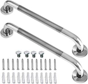 img 4 attached to 🚿 ZUEXT 2 Pack 16 Inch Anti Slip Shower Grab Bar Handle - Chrome Stainless Steel Bathroom Grab Bar for Safety Hand Rail Support, Handicap Elderly Injury Senior Assist Bath Handle - Knurled Bathroom Balance Bar