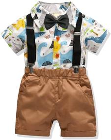 img 4 attached to Carlatar Little Gentleman 👦 Outfits: Stylish Suspender Boys' Clothing Sets