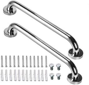 img 4 attached to 🚿 16 Inch Shower Grab Bar Set (2 Pack) - ZUEXT Chrome Stainless Steel Bathroom Grab Bar, Shower Handle, Bathroom Balance Bar, Safety Hand Rail Support - Ideal for Handicap, Elderly, Injury, Senior Assist Bath Handle