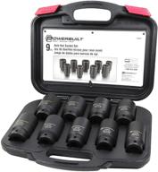 🔧 enhance your tool collection with the powerbuilt 9 piece deluxe axle nut socket set kit 61 - 648991 in elegant black logo