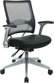 img 2 attached to 🪑 SPACE Seating AirGrid Light Back and Padded Black Eco Leather Seat - Comfortable 2-to-1 Synchro Tilt Control Chair with Flip Arms, Adjustable Seat Height, and Nylon Finish Base