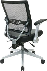 img 1 attached to 🪑 SPACE Seating AirGrid Light Back and Padded Black Eco Leather Seat - Comfortable 2-to-1 Synchro Tilt Control Chair with Flip Arms, Adjustable Seat Height, and Nylon Finish Base