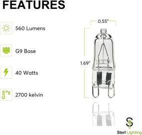 img 3 attached to 💡 Sterl Lighting 10 Pack - 40 Watt T4 Type Base G9 JCD Track or Cabinet Puck Fixture Lighting: Hanging Chandelier Pendant Sconce with 1.69Inch 560Lm 120V 40W Halogen Bulb - 2700K Warm White Crystal Clear