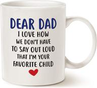 🎁 mauag funny coffee mug for dad: dear dad, i'm your favorite child - best birthday & fathers day gift from daughter or son, white 11 oz logo