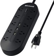 🔌 10-outlet power strip surge protector with usb ports - 3000w/13a, 6.6ft extension cord and overload protection - ideal for home & office charging needs logo