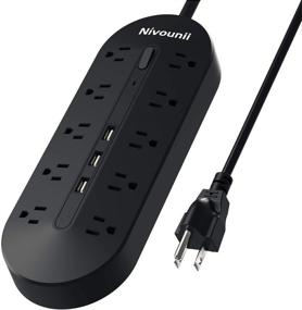 img 4 attached to 🔌 10-Outlet Power Strip Surge Protector with USB Ports - 3000W/13A, 6.6ft Extension Cord and Overload Protection - Ideal for Home & Office Charging Needs