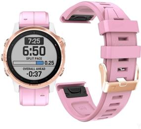 img 4 attached to 🌸 Силиконовый ремешок YOOSIDE для Garmin Fenix 6S/Fenix 5S Plus - спортивный водонепроницаемый браслет (розовый)