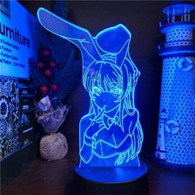 img 2 attached to 🐰 lzmlzm 3D Night Light Bunny Girl Senpai Mai Sakurajima Kawaii Illusion LED Nightlights Anime Light Lamp - Perfect Xmas Gift with 16 Color Changing & Remote Control