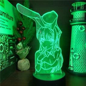 img 1 attached to 🐰 lzmlzm 3D Night Light Bunny Girl Senpai Mai Sakurajima Kawaii Illusion LED Nightlights Anime Light Lamp - Perfect Xmas Gift with 16 Color Changing & Remote Control