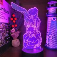 🐰 lzmlzm 3d night light bunny girl senpai mai sakurajima kawaii illusion led nightlights anime light lamp - perfect xmas gift with 16 color changing & remote control логотип