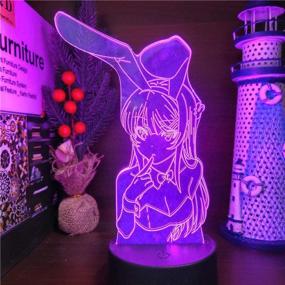 img 4 attached to 🐰 lzmlzm 3D Night Light Bunny Girl Senpai Mai Sakurajima Kawaii Illusion LED Nightlights Anime Light Lamp - Perfect Xmas Gift with 16 Color Changing & Remote Control