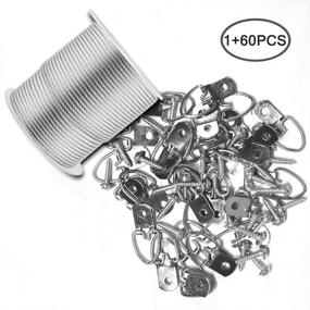img 3 attached to Stainless Steel Picture Hanging Wire Kit - findTop 1.5mm x 98 Feet Wire with 30 D-Ring Picture Hangers and Screws