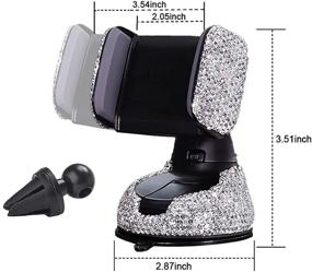 img 2 attached to 📱 Bling Car Phone Holder - SUNCARACCL 360° Adjustable Crystal Auto Phone Mount - Universal Rhinestone Car Stand Phone Holder with Car Accessories for Windshield, Dashboard, and Air Outlet (White)