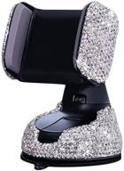 📱 bling car phone holder - suncaraccl 360° adjustable crystal auto phone mount - universal rhinestone car stand phone holder with car accessories for windshield, dashboard, and air outlet (white) logo