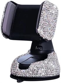 img 4 attached to 📱 Bling Car Phone Holder - SUNCARACCL 360° Adjustable Crystal Auto Phone Mount - Universal Rhinestone Car Stand Phone Holder with Car Accessories for Windshield, Dashboard, and Air Outlet (White)