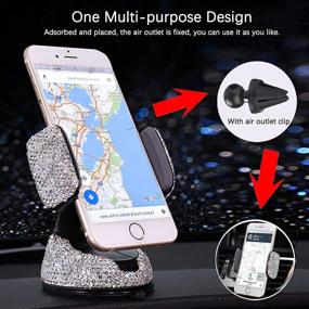 img 3 attached to 📱 Bling Car Phone Holder - SUNCARACCL 360° Adjustable Crystal Auto Phone Mount - Universal Rhinestone Car Stand Phone Holder with Car Accessories for Windshield, Dashboard, and Air Outlet (White)