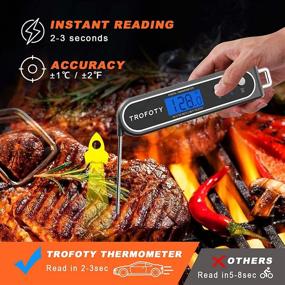 img 3 attached to Waterproof Trofoty Digital Instant Read Meat Thermometer with Folding Probe and Electric Backlight 🌡️ – Perfect for Kitchen Food Cooking, Grilling, Outdoor BBQ, Grill, Oil, Deep Fry, Beef, Turkey