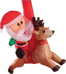 img 2 attached to Enchant Your Outdoor Space with Gemmy 7Ft. Animated Santa Riding Reindeer on Christmas Carousel Decoration
