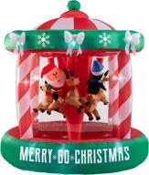 enchant your outdoor space with gemmy 7ft. animated santa riding reindeer on christmas carousel decoration logo
