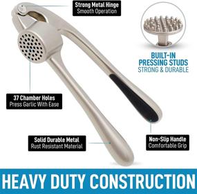 img 3 attached to Zulay Premium Garlic Press with Soft Easy-Squeeze Ergonomic Handle, Enhanced Yield Garlic Paste Extraction, Multipurpose Garlic Crusher for Nuts & Seeds, Professional Mincer & Ginger Press