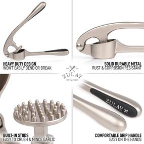 img 1 attached to Zulay Premium Garlic Press with Soft Easy-Squeeze Ergonomic Handle, Enhanced Yield Garlic Paste Extraction, Multipurpose Garlic Crusher for Nuts & Seeds, Professional Mincer & Ginger Press