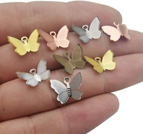 img 3 attached to 🦋 iloveDIYbeads 100Pcs Craft Supplies Brass Mini Mixed Butterfly Pendants Charms for DIY Jewelry Making, Crafting Findings & Accessories – Perfect for Necklaces, Bracelets (M256)