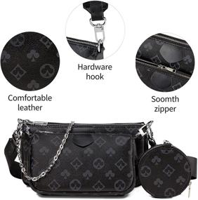 img 2 attached to Black Crossbody Bags for Women - WOQED Shoulder Handbags Set Including Small Coin Purse - 3 Sizes Available