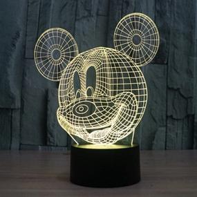 img 3 attached to 🐭 ETHAN ALLEN Mickey Mouse LED Night Light for Kids Gift, Elstey 7 Colors 3D Optical Illusion Lamp with Acrylic Flat & ABS Base & USB Charger