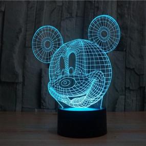 img 2 attached to 🐭 ETHAN ALLEN Mickey Mouse LED Night Light for Kids Gift, Elstey 7 Colors 3D Optical Illusion Lamp with Acrylic Flat & ABS Base & USB Charger