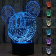 🐭 ethan allen mickey mouse led night light for kids gift, elstey 7 colors 3d optical illusion lamp with acrylic flat & abs base & usb charger логотип