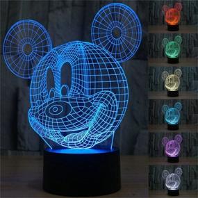 img 4 attached to 🐭 ETHAN ALLEN Mickey Mouse LED Night Light for Kids Gift, Elstey 7 Colors 3D Optical Illusion Lamp with Acrylic Flat & ABS Base & USB Charger