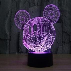 img 1 attached to 🐭 ETHAN ALLEN Mickey Mouse LED Night Light for Kids Gift, Elstey 7 Colors 3D Optical Illusion Lamp with Acrylic Flat & ABS Base & USB Charger