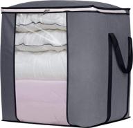 🛏️ sleeping lamb large foldable storage bag organizer - clothes, blanket, comforter, clothing, bedding container with durable handles in grey logo