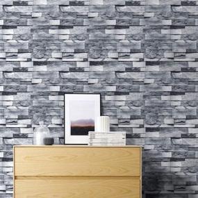 img 3 attached to MS Magic Vintage Gray Brick Self-Adhesive Film: Peel & Stick Faux Textured Wallpaper with Stone Look