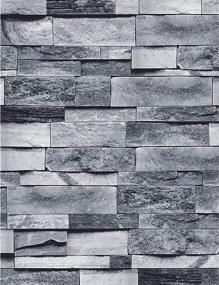 img 4 attached to MS Magic Vintage Gray Brick Self-Adhesive Film: Peel & Stick Faux Textured Wallpaper with Stone Look