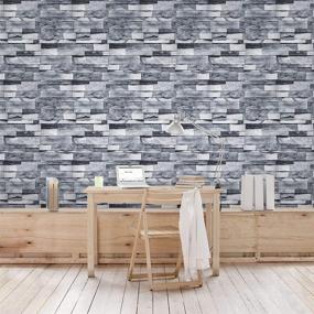 img 2 attached to MS Magic Vintage Gray Brick Self-Adhesive Film: Peel & Stick Faux Textured Wallpaper with Stone Look