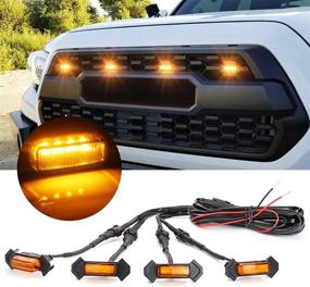 img 4 attached to 🚦 4PCS Amber Yellow LED Grille Lights for 2016-2018 Tacoma TRD PRO Front Grille with Fuse (Amber Shell & Light)