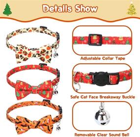 img 2 attached to EXPAWLORER Bowtie Cat Collar Set - Breakaway Collars with Removable Bell, Adjustable for Cats and Small Dogs, Cute Festive Decorations for Christmas and Thanksgiving, Pack of 3