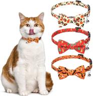 expawlorer bowtie cat collar set - breakaway collars with removable bell, adjustable for cats and small dogs, cute festive decorations for christmas and thanksgiving, pack of 3 logo