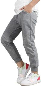 img 2 attached to 👖 Premium Boys' Elastic Sweatpants: Cotton Solid Color Drawstring Jogger Track Pants with Pockets - Black, Sizes 7T-8T - Stylish & Comfy Boys' Clothing Option
