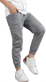 img 3 attached to 👖 Premium Boys' Elastic Sweatpants: Cotton Solid Color Drawstring Jogger Track Pants with Pockets - Black, Sizes 7T-8T - Stylish & Comfy Boys' Clothing Option