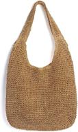 👜 ayliss women's straw shoulder bag bucket tote for summer beach, handmade woven weaving handbag logo