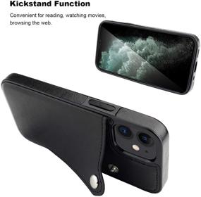 img 1 attached to 📱 ONETOP iPhone 12 Mini Slim Wallet Case - Credit Card Holder, PU Leather, Button Closure, Kickstand - Protective Shockproof Cover 5.4 Inch (Black)